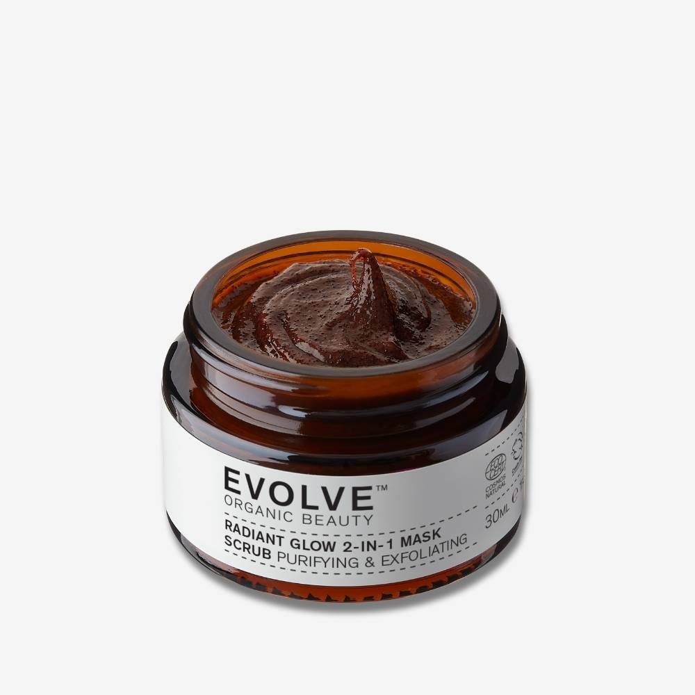 Evolve Organic Beauty Mask Radiant Glow 2-In-1 Mask Scrub - Travel Size